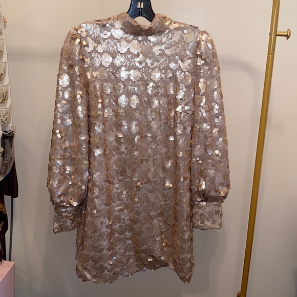 formal gold dresses with sleeves Gold satin lace long prom dress, long sleeve evening dress main image 0